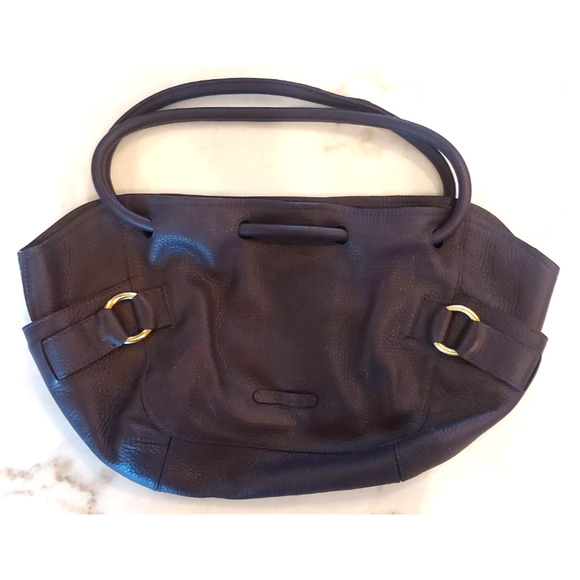 COLE HAAN Purple‎ Pebble Leather Large Bucket Hobo Shoulder Bag Purse Vtg - Picture 1 of 13